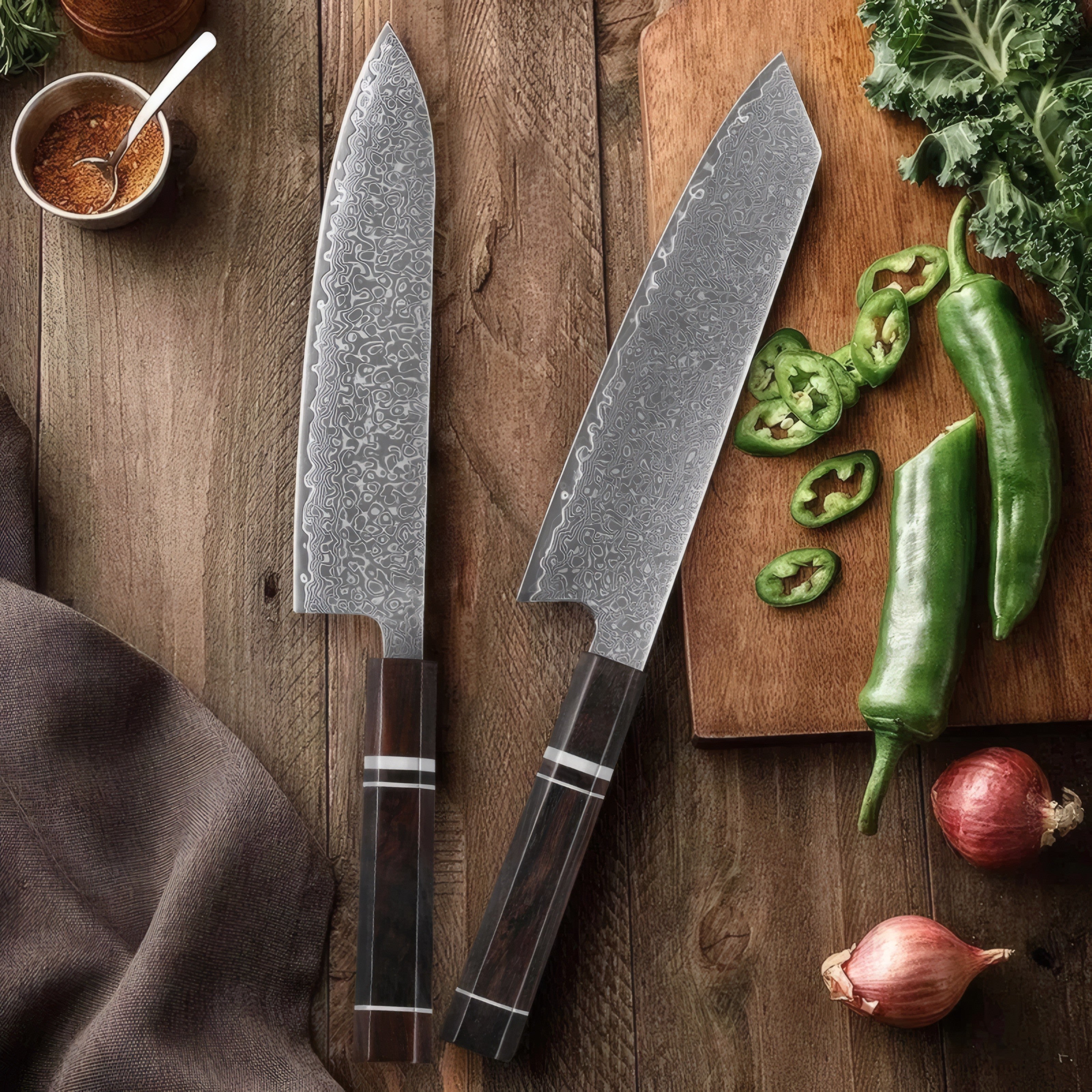 Kenzo – Damascus Chef & Kiritsuke Knives Set