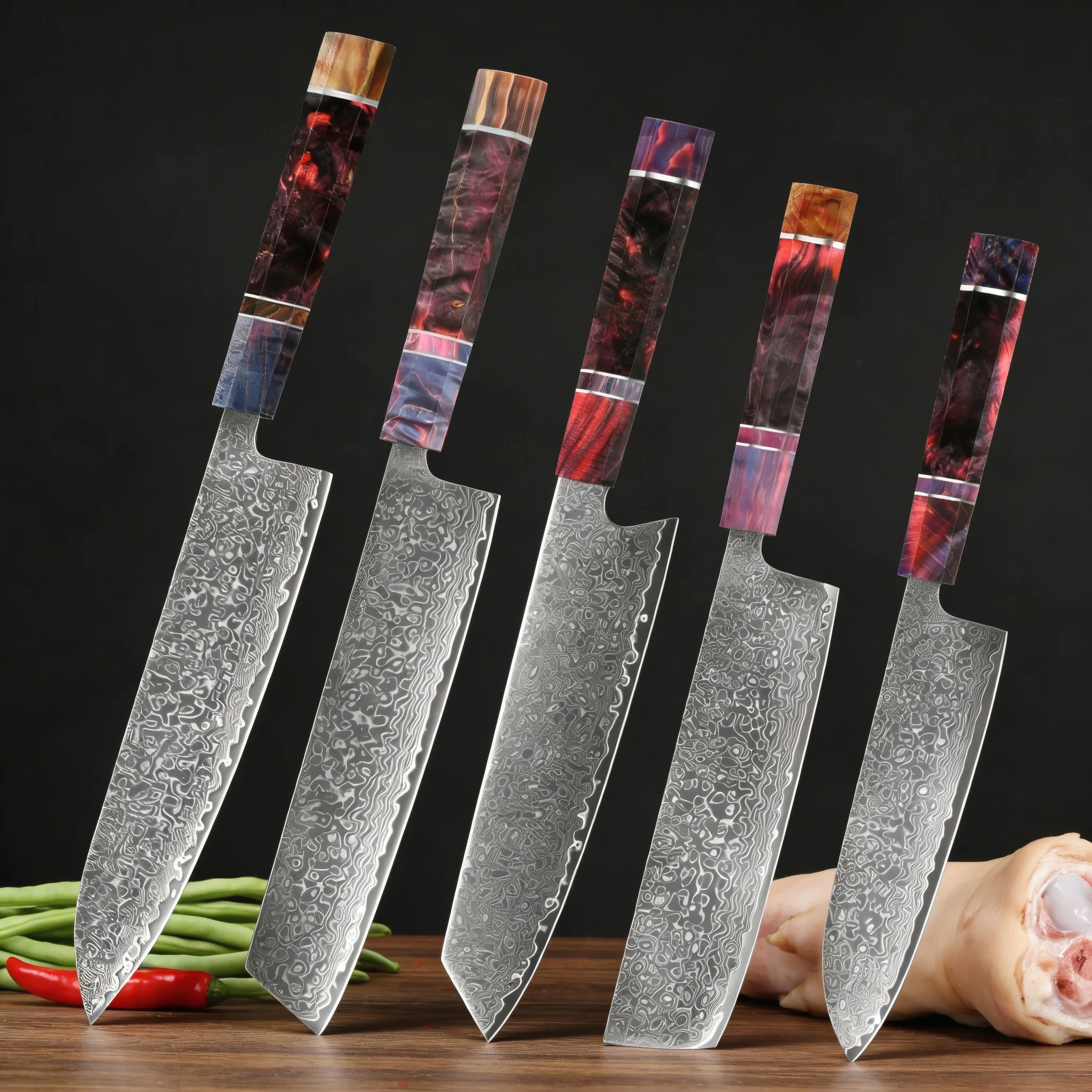 Kaito – VG10 Damascus Japanese Knife Set (1–5 Piece)