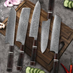 Kenzo – 67-Layer VG10 Damascus Knife Set (Ebony Handle)