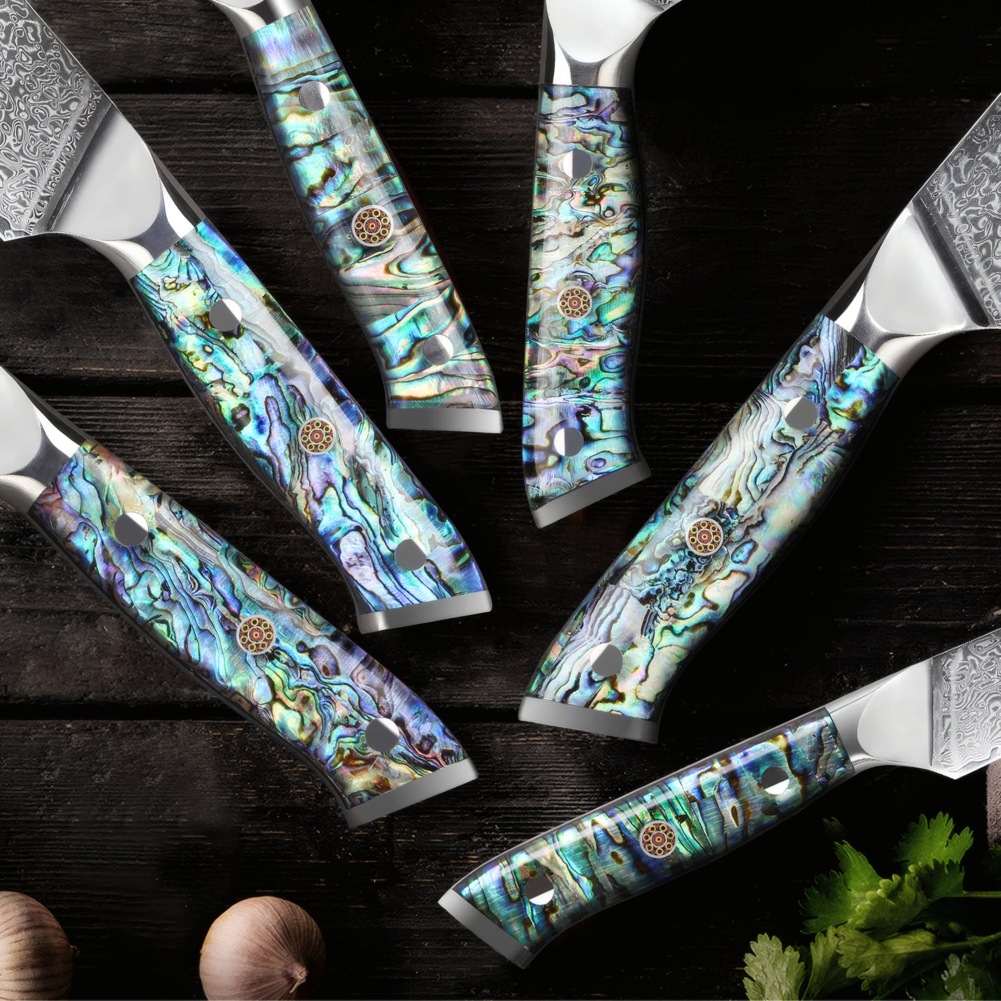 Masaru – 67-Layer Damascus Abalone Chef Knife Set