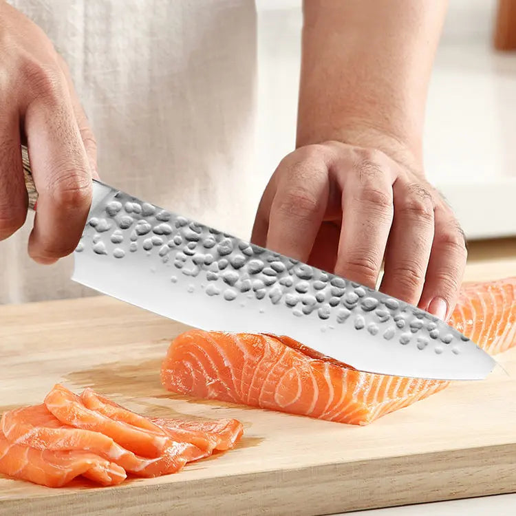 Kensei - Professional Hammered Steel 7-Piece Chef Kitchen Knife Set SteelSensei