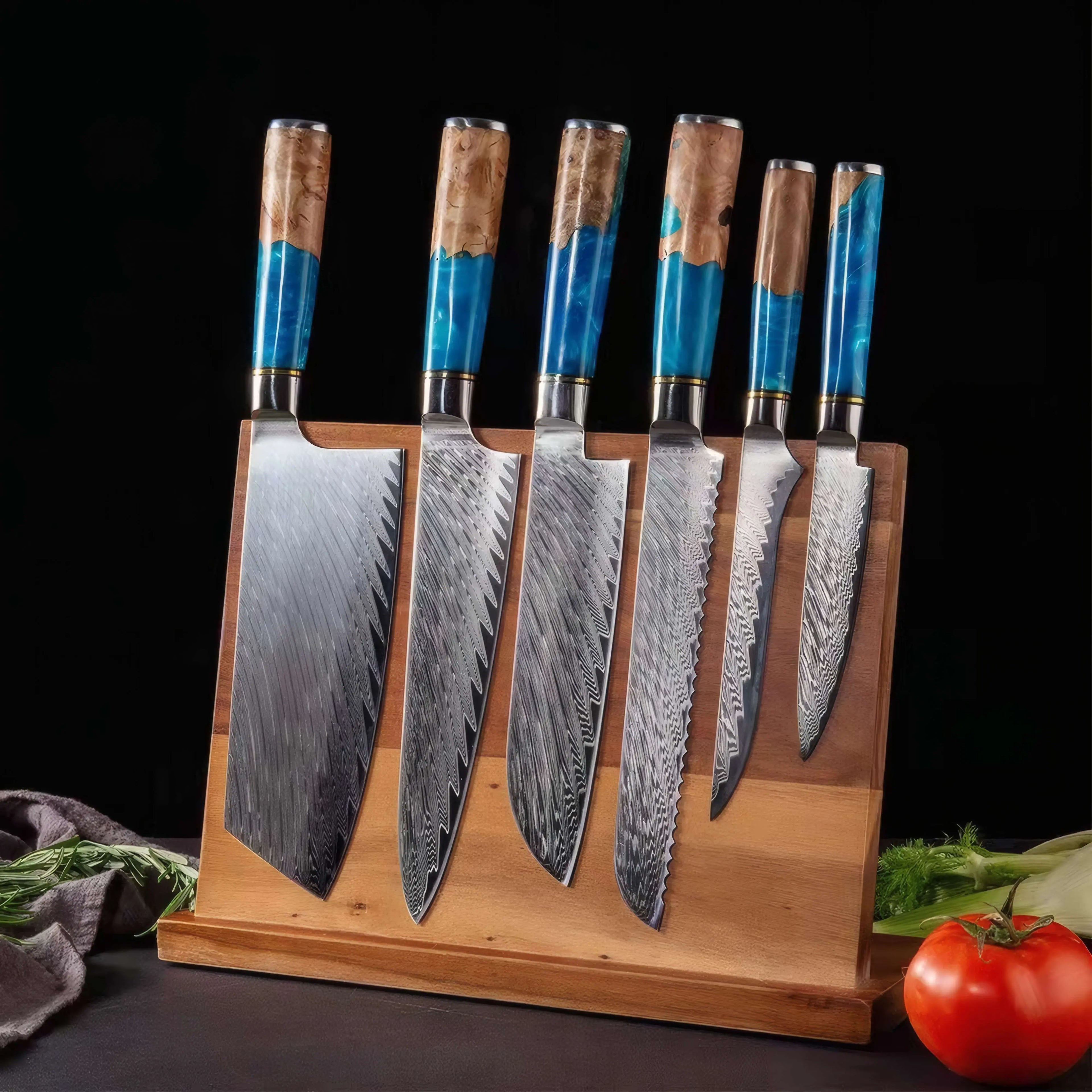 Hagetsu - Professional Damascus Chef Kitchen Knife Set SteelSensei