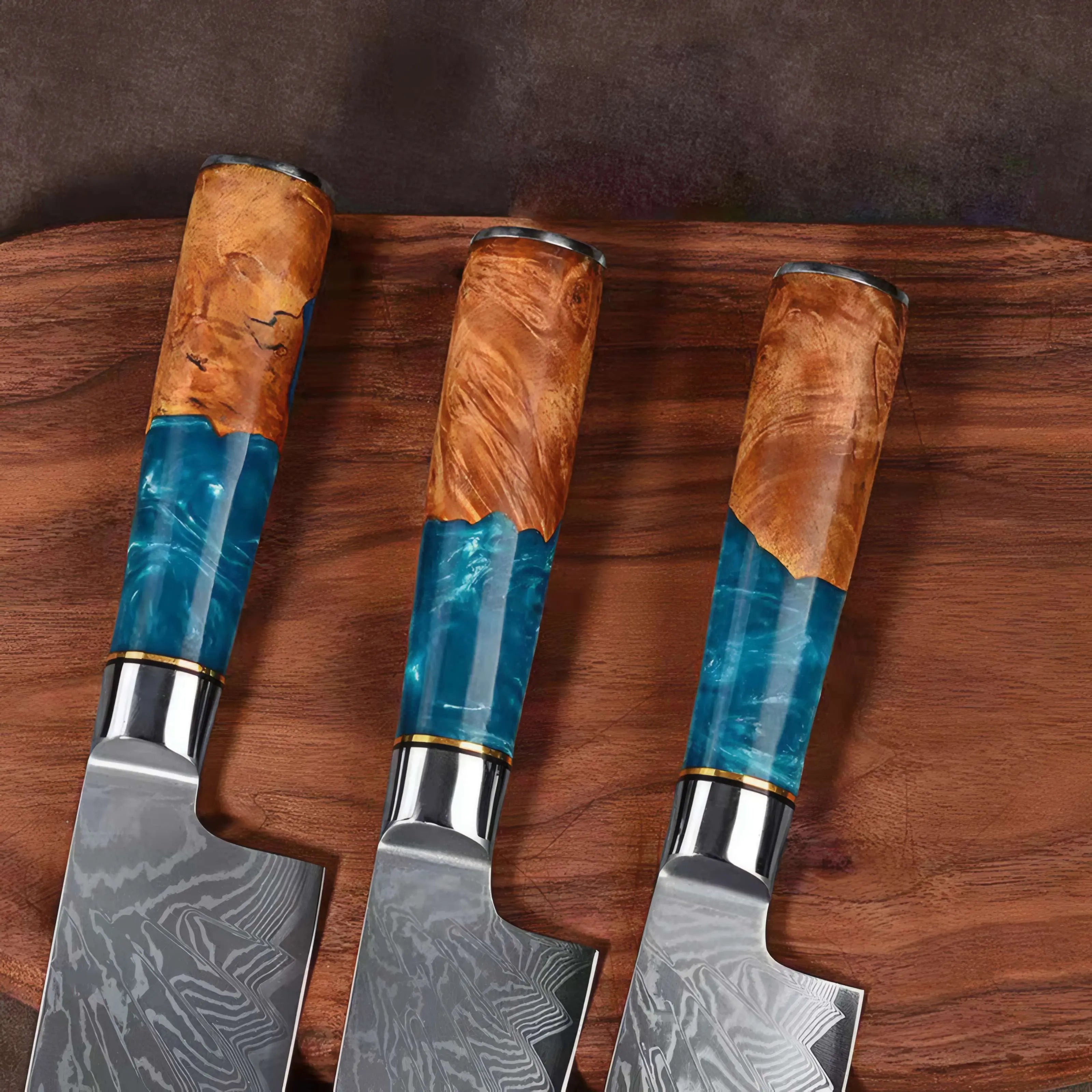 Hagetsu - Professional Damascus Chef Kitchen Knife Set SteelSensei