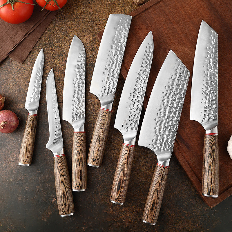 Kensei - Professional Hammered Steel 7-Piece Chef Kitchen Knife Set