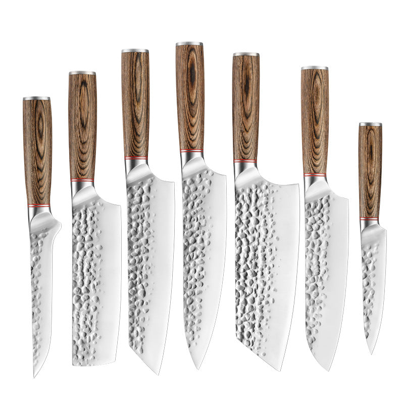 Kensei - Professional Hammered Steel 7-Piece Chef Kitchen Knife Set