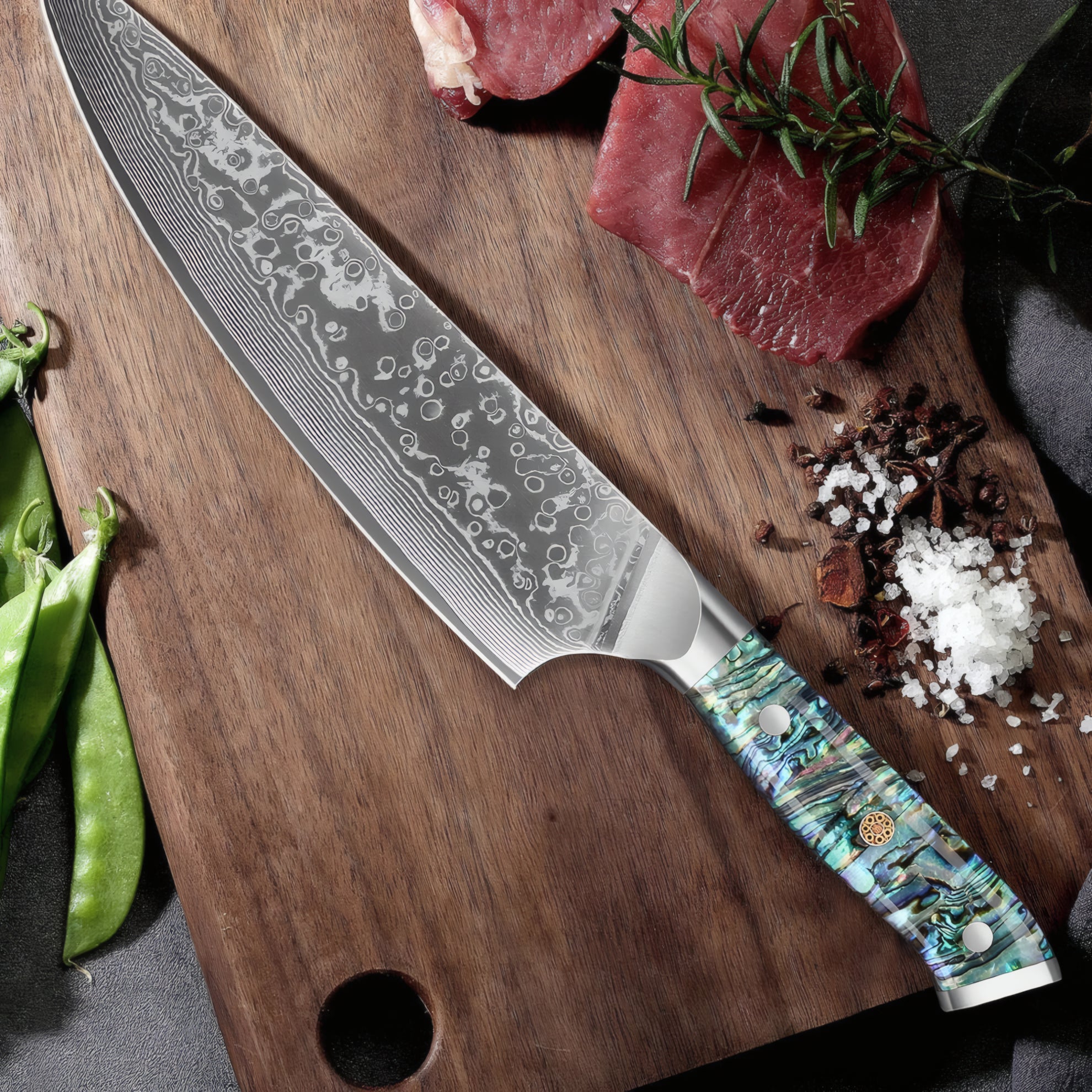 Masaru – 67-Layer Damascus Abalone Chef Knife Set