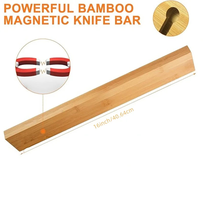 16-inch acacia wood magnetic knife bar