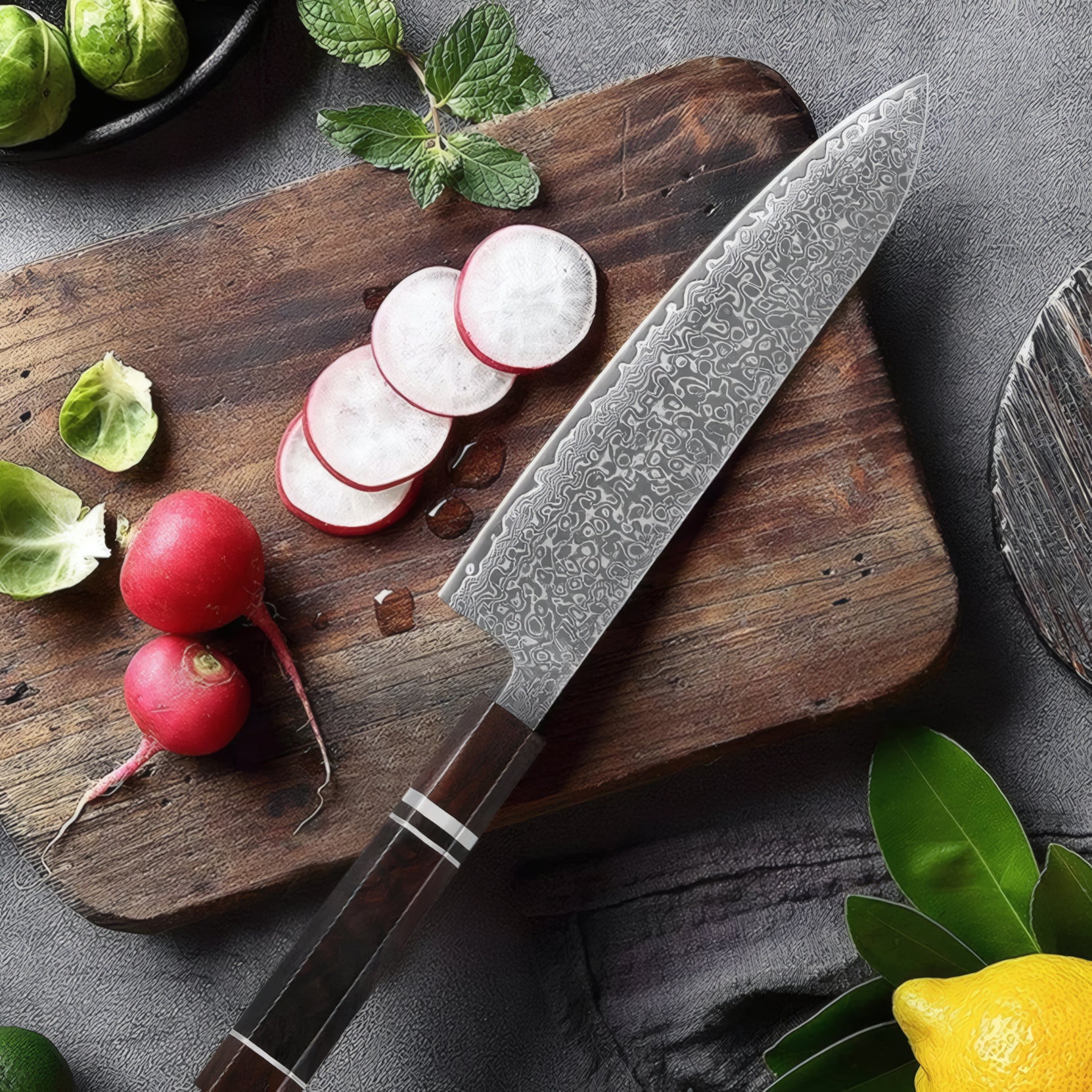 Kenzo – 67-Layer VG10 Damascus Knife Set (Ebony Handle)