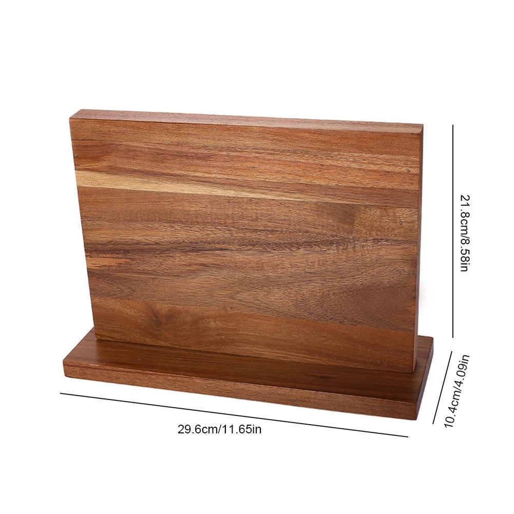 Double-Sided Magnetic Wooden Knife Block Stand