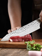 Kensei - Professional Hammered Steel 7-Piece Chef Kitchen Knife Set SteelSensei