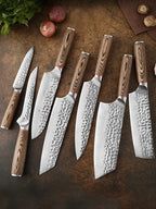 Kensei - Professional Hammered Steel 7-Piece Chef Kitchen Knife Set SteelSensei